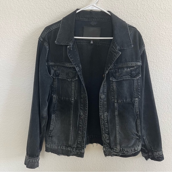 Hudson faded black distressed denim jacket - Picture 11 of 12